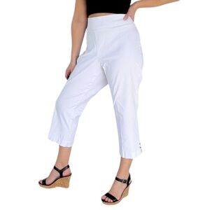 Counterparts plus size white cut out crop length stretch capri pants size 18